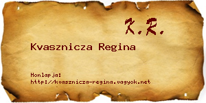 Kvasznicza Regina névjegykártya
